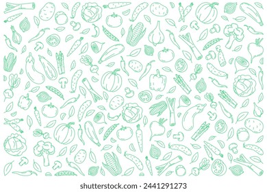 Vegetables  pattern. Illustration for backgrounds, card, posters, banners, Eat healthy. Vector icons.