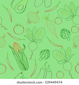 vegetables pattern outline repeating flat decoration