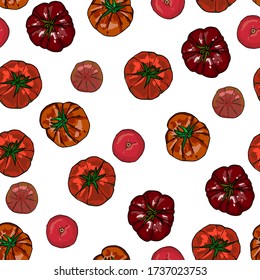 Vegetables pattern seamless.Tomatos seamless pattern