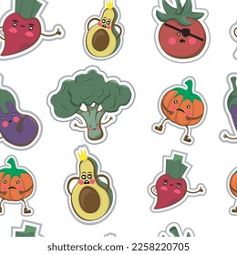 
Vegetables pattern, white background. Vector graphics