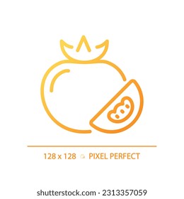 Vegetables pixel perfect gradient linear vector icon. Fiber food. Vegan meal. Grocery shopping. Fresh tomato. Thin line color symbol. Modern style pictogram. Vector isolated outline drawing