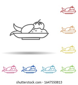 Vegetables in a plate in multi color style icon. Simple thin line, outline vector of food icons for ui and ux, website or mobile application