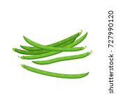 Vegetables. Pods of green bean. Vector illustration cartoon flat icon isolated on white.