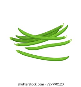 Vegetables. Pods of green bean. Vector illustration cartoon flat icon isolated on white.