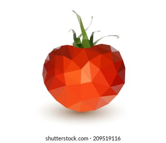 Vegetables - Polygonal a red tomato. Vector illustration