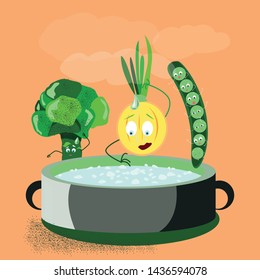 Vegetables are prepared to be cooked