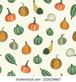 vegetables pumpkin vector seamless pattern