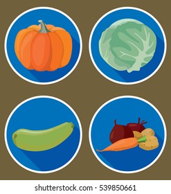 Vegetables: pumpkin,  zucchini, cabbage, beets, potatoes, carrots. For your convenience, each significant element is in a separate layer. Eps 10