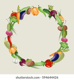 Vegetables raw food vector blank frame