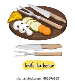 Vegetables ready for cooking in a barbecue isolated on white background vector illustration.
