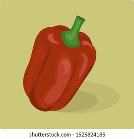 Vegetables. Red bell pepper. Pepper on the yellow background