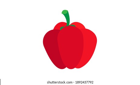 Vegetables. Red bell pepper, whole fruit and half. Vector illustration cartoon flat icon isolated on white