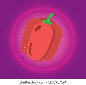vegetables, red pepper. vector image pink background in degrade