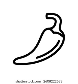 Vegetables related vector linear icon. Isolated icon chili pepper. Chili pepper outline icon. Online diet menu symbol. Quality design element. Isolated vector linear icon related of vegetables.
