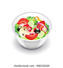 Vegetables salad isolated on white photo-realistic vector illustration