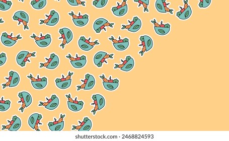 vegetables. salad. vegetables for the salad. pattern. the poster. frame. vector. retro palette. on a colored background. place for the inscription. hand-drawn.