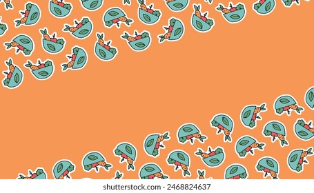 vegetables. salad. vegetables for the salad. pattern. the poster. frame. vector. retro palette. on a colored background. place for the inscription. hand-drawn.