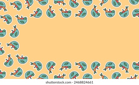 vegetables. salad. vegetables for the salad. pattern. the poster. frame. vector. retro palette. on a colored background. place for the inscription. hand-drawn.