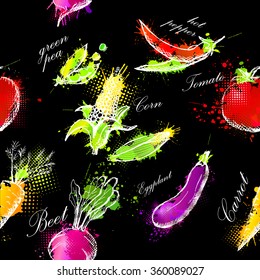 Vegetables Seamless background. Vector