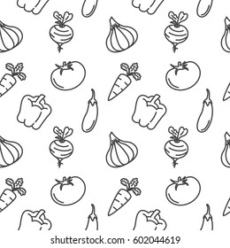 Vegetables seamless pattern background vector
