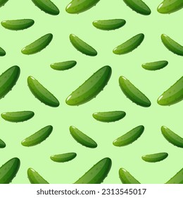 Vegetables seamless pattern with cucumbers