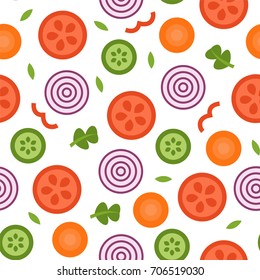 Vegetables seamless pattern, flat style. Vector illustration.