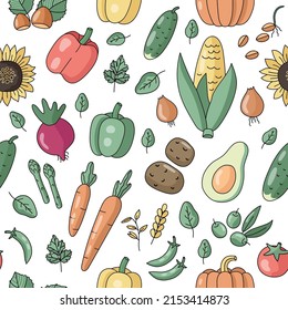 Vegetables seamless pattern isolated on white background. Textile pattern