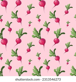 Vegetables seamless pattern with radish