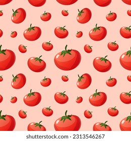 Vegetables seamless pattern with tomato