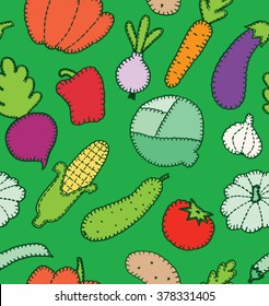 Vegetables seamless pattern. Vector illustration.