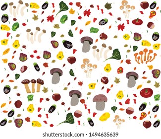 Vegetables set for background, banner. Flat cartoon style. Vector illustration.