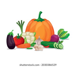 vegetables set vegetables set collection isolated over white background. vector illustration