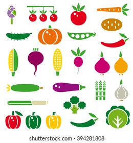 Vegetables set. Color vector icon.