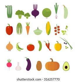 Vegetables. Set. Elements for cards, illustration, poster and web design.