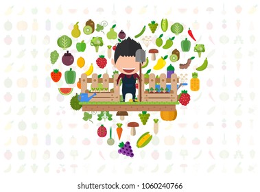 vegetables set fruits vegetables organic. Flat vector illustration set.