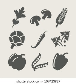 vegetables set of icons vector illustration