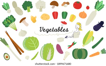 Vegetables set of illustrations of simple design