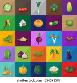 Vegetables Set - Isolated On Background - Vector Illustration, Graphic Design. For Web, Websites, Print, Presentation Templates, Mobile Applications And Promotional Materials