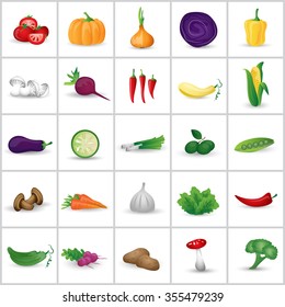 Vegetables Set - Isolated On Background - Vector Illustration, Graphic Design. For Web, Websites, Print, Presentation Templates, Mobile Applications And Promotional Materials