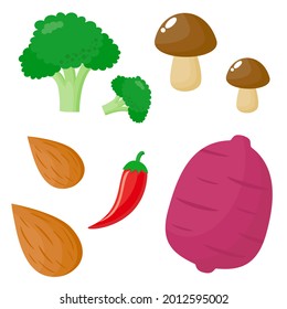 vegetables set isolated on white,  for sticker, logo, symbol, educational media