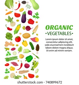 Vegetables set, logo, label for voucher. Made in cartoon flat style. Vector illustration