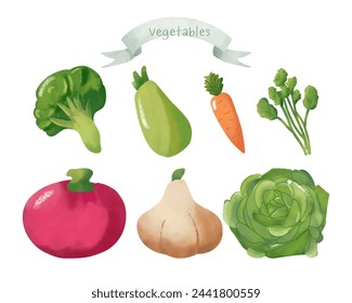 Vegetables set on white background 