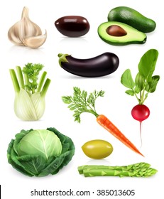 Vegetables, set of vector icons