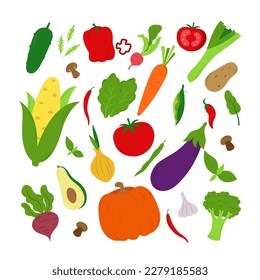 Vegetables. Set of vegetables. Vector illustration in flat style