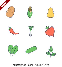 vegetables set vector illustration icon