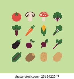 vegetables sets vector art illustration.