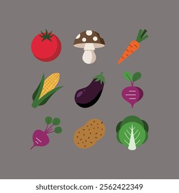 vegetables sets vector art illustration.