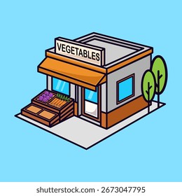 Vegetais Loja Ilustração. Ilustração da loja de legumes. Vetor Shop Vegetais.