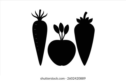 Vegetables Silhouette on White Background