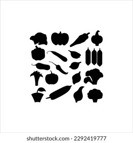 Obra vectorial de silueta de verduras.